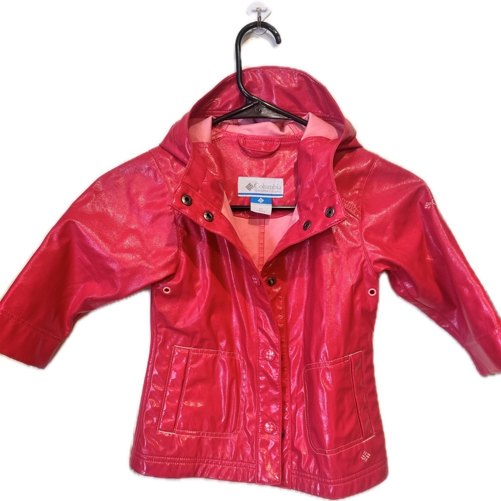 Columbia Hot Pink Girls Toddler Waterproof Rain Jacket Size 2T Hooded